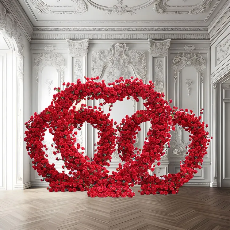 3 Hearts Set — Three red heart arches — one eight foot centrepiece flanked by a pair at six and a half